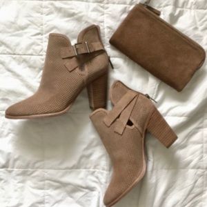 VINCE CAMUTO perforated suede booties